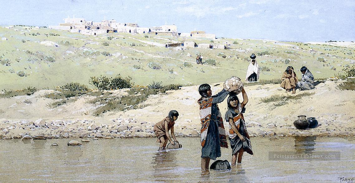 Dessin Quête de l’eau ouest Amérindien Henry Farny Peintures à l'huile